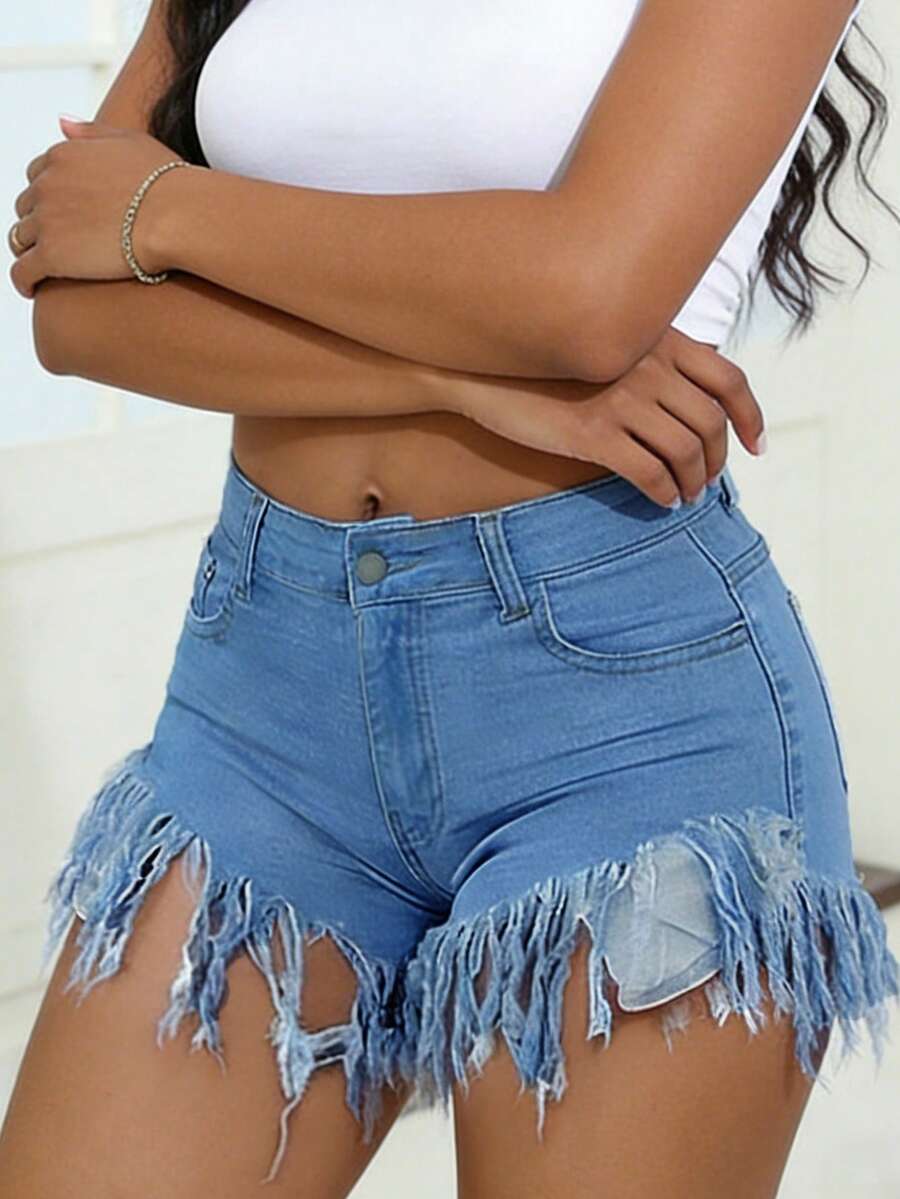Shorts Denim Frayed - Distressed Frayed Hem Denim Shorts Women