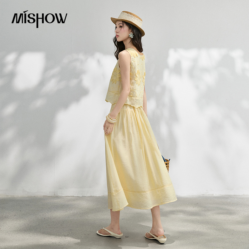 MISHOW French Floral Embroider – Midi Skirt Floral Bewertung und Preis