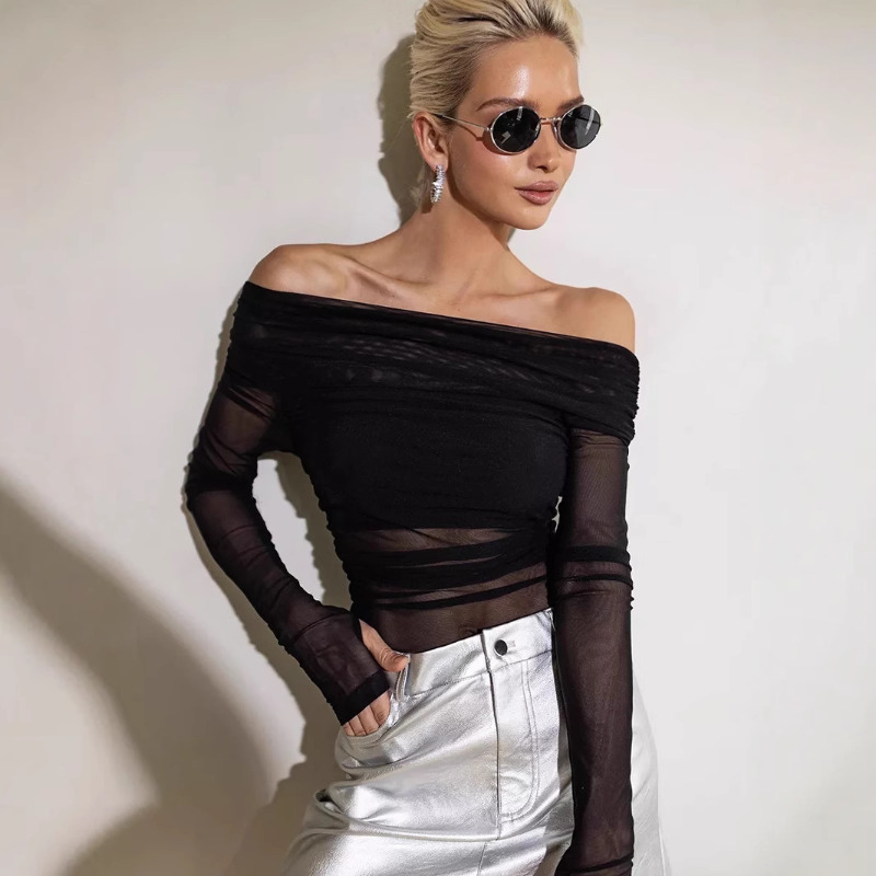 Women  Mesh Off Shoulder Top S – Blouse Off Shoulder Bewertung und Preis