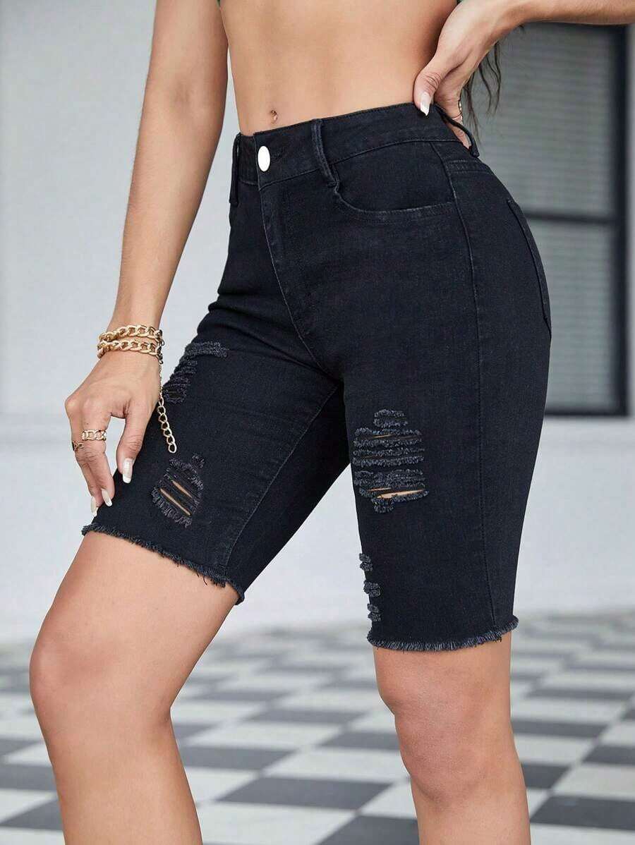 Womens Distressed White Denim  – Shorts Denim Frayed Bewertung und Preis