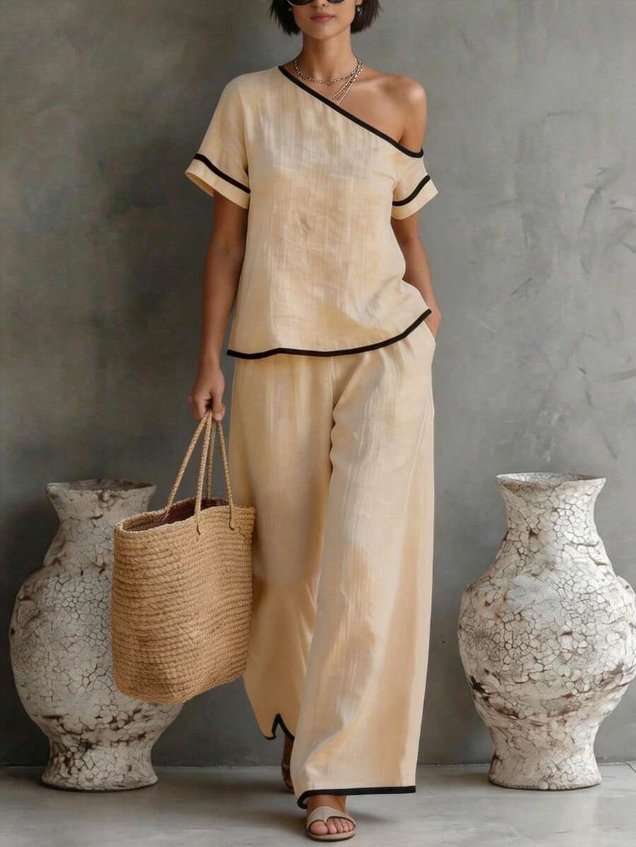 Womens Beige Asymmetric Top An – Linen Pant Wide Bewertung und Preis