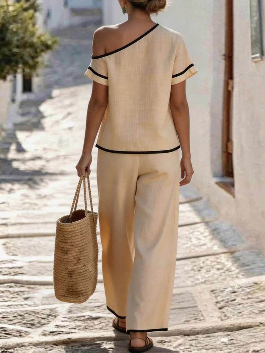 Womens Beige Asymmetric Top An – Linen Pant Wide Bewertung und Preis