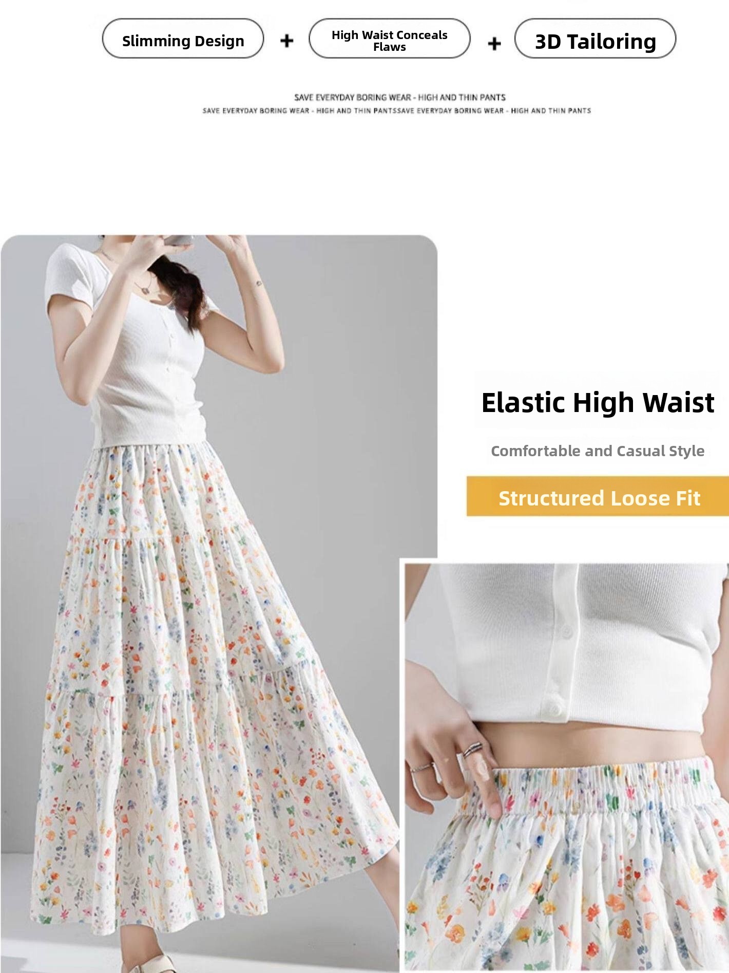 plus Size Floral Print A-Line  – Midi Skirt Floral Bewertung und Preis