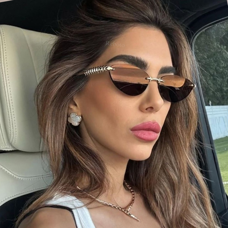 New Cat Eye Rivet Rimless Sung – Sunglasses Cat Eye Bewertung und Preis