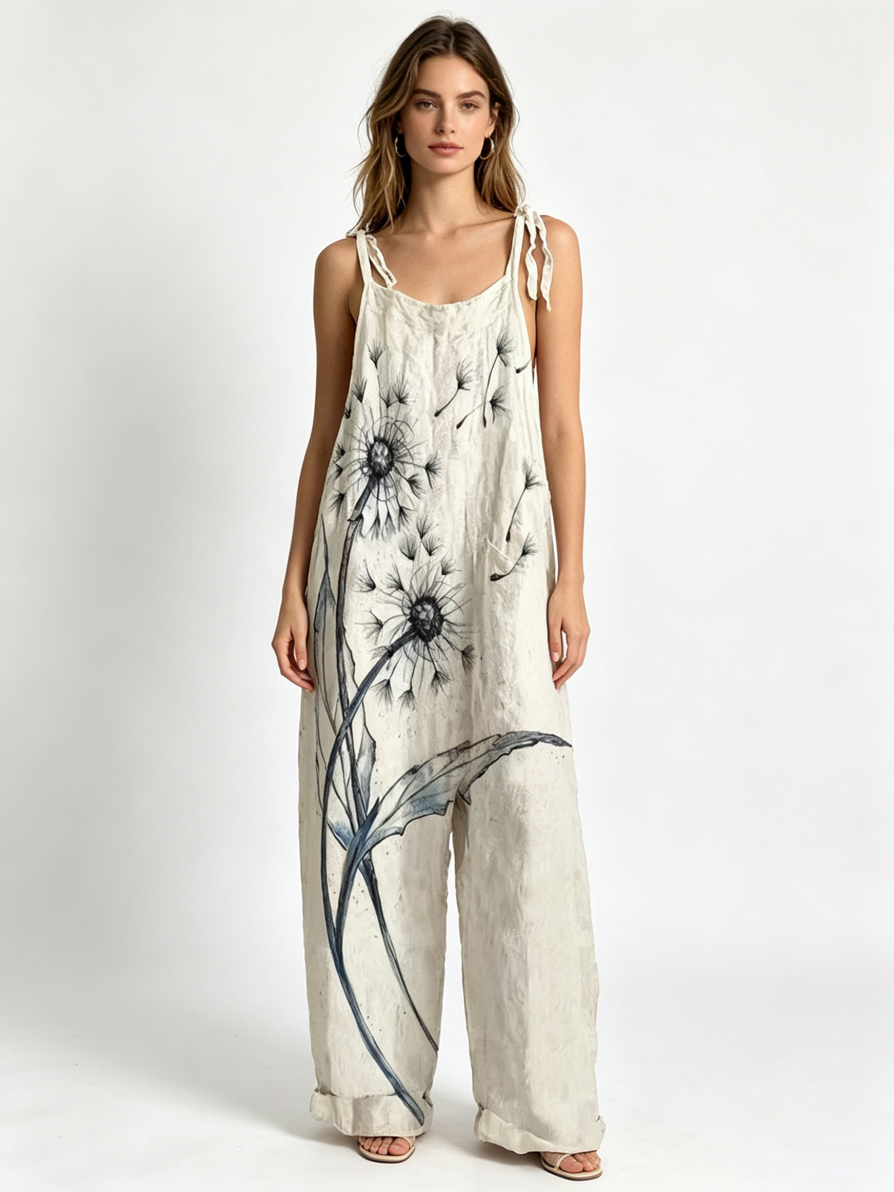 Oversized Baggy Watercolor Flo – Jumpsuit Linen Relaxed Bewertung und Preis