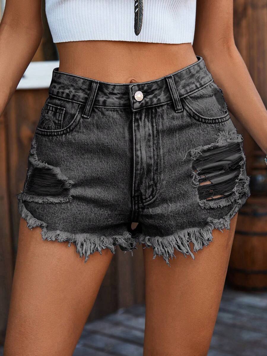 Ripped Denim Shorts High Waist – Shorts Denim Frayed Bewertung und Preis