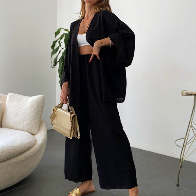 Women's Linen Trouser Suit Wit – Linen Pant Wide Bewertung und Preis