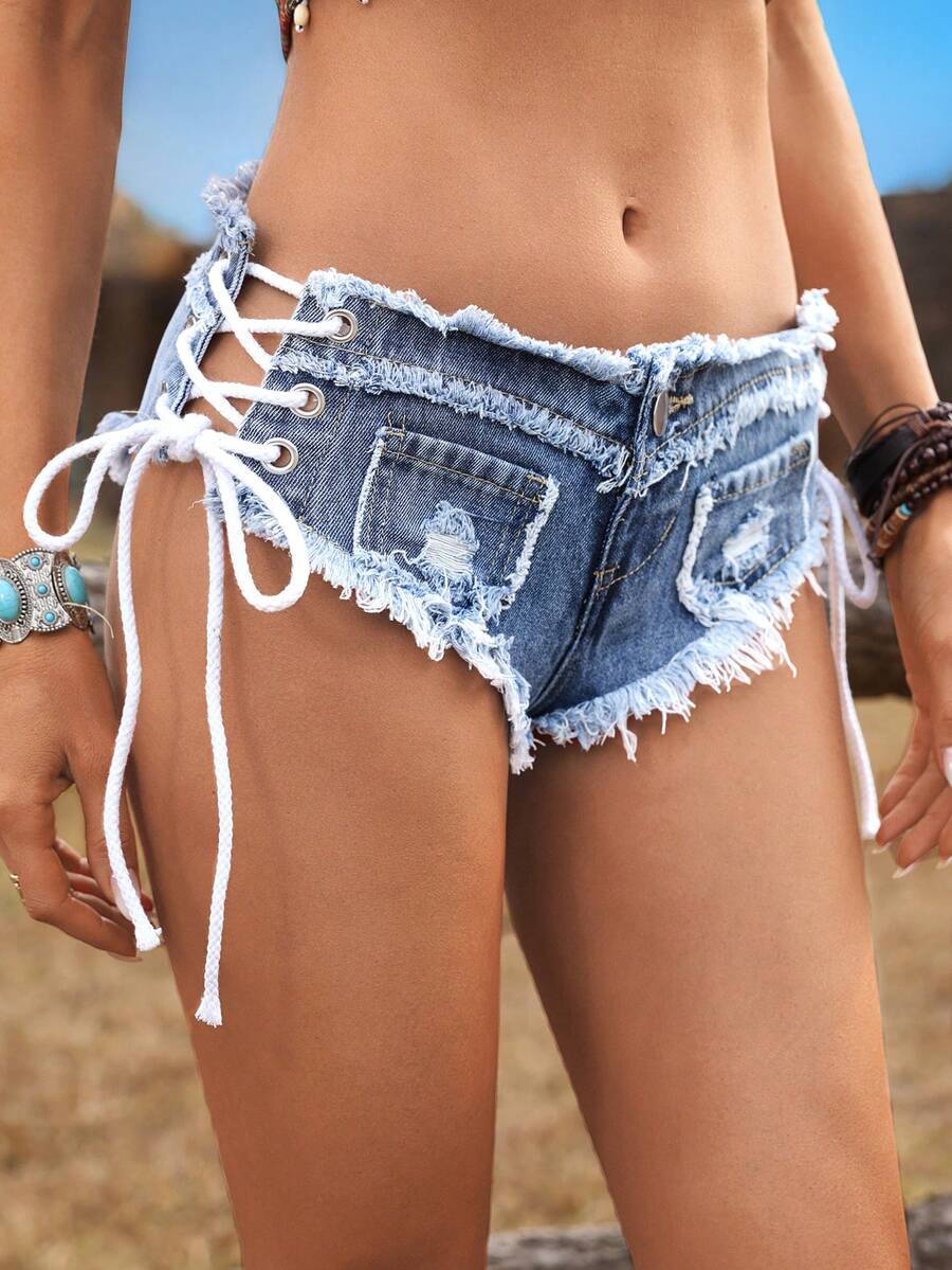 Women Low Waist Frayed Criss-C – Shorts Denim Frayed Bewertung und Preis