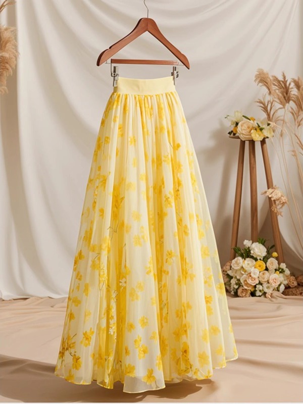 Summer 2026 High Waist Yellow  – Midi Skirt Floral Bewertung und Preis