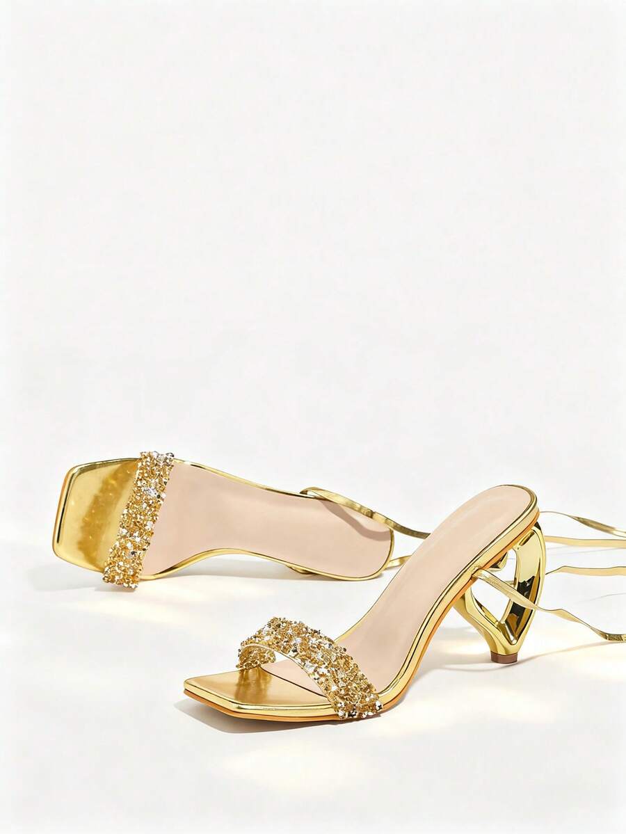 Womens Rhinestone-Embellished  – Sandal Strappy Heeled Bewertung und Preis