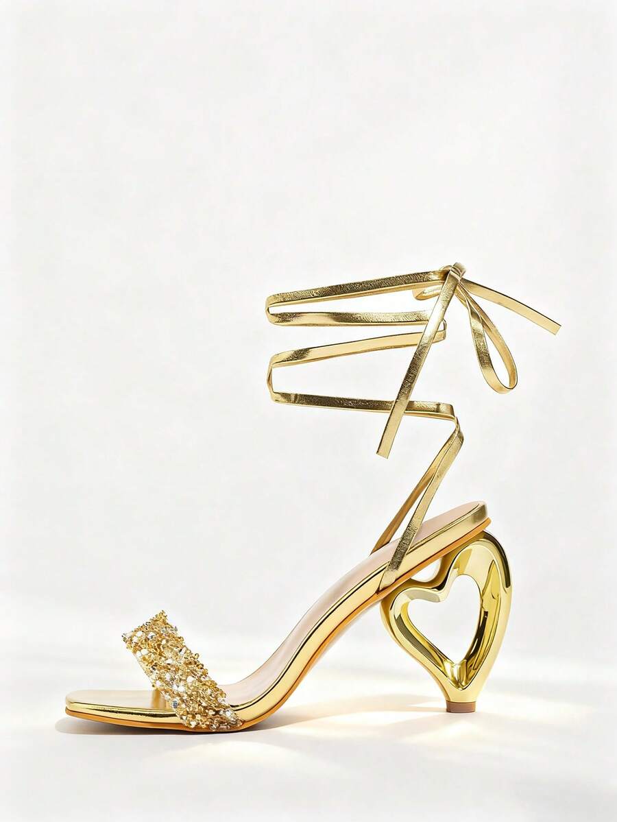 Womens Rhinestone-Embellished  – Sandal Strappy Heeled Bewertung und Preis
