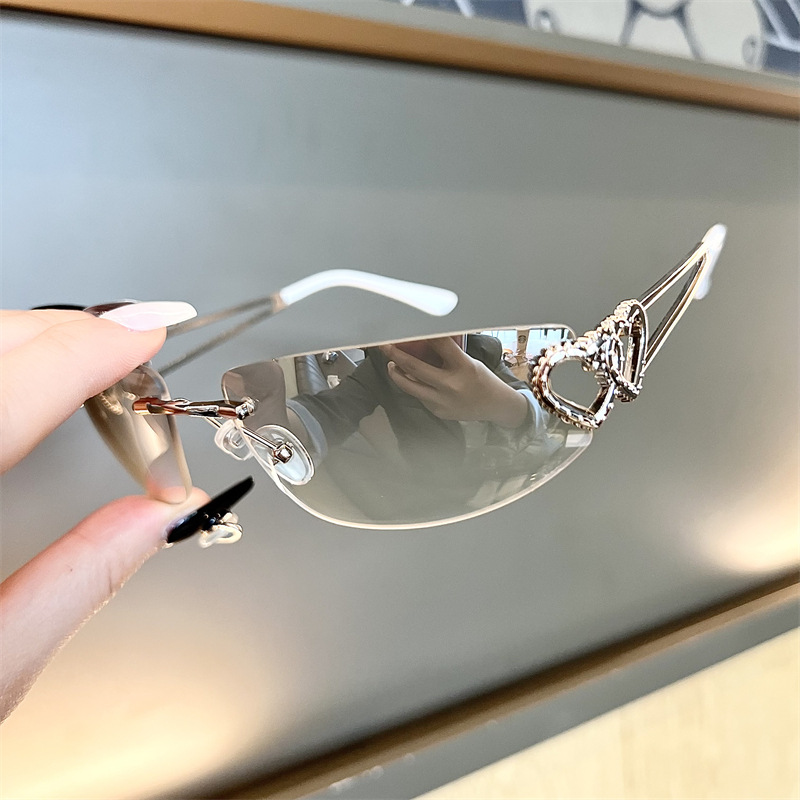 New Oval Cat Eye Frameless Mer – Sunglasses Cat Eye Bewertung und Preis