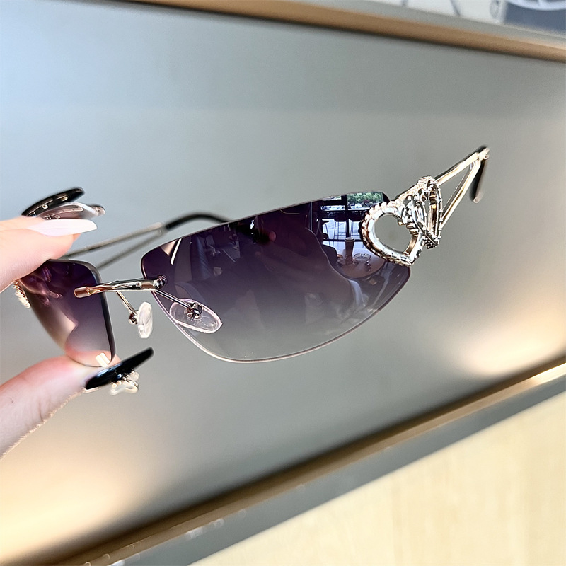 New Oval Cat Eye Frameless Mer – Sunglasses Cat Eye Bewertung und Preis