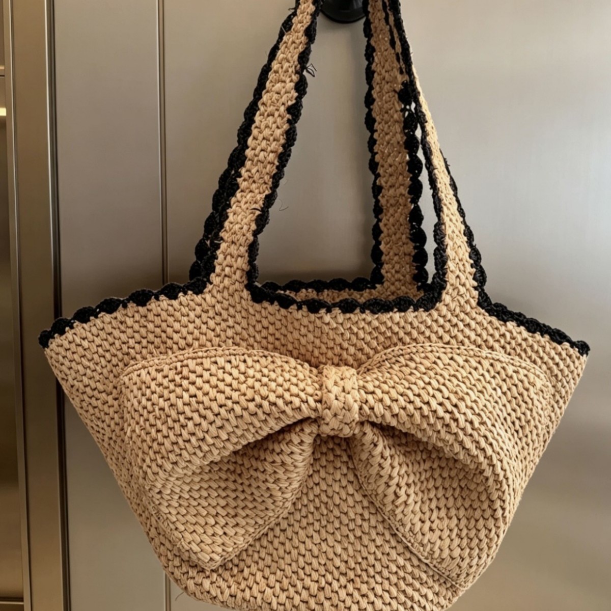 NEW raffia bow crochet handwov – Crochet Bag Raffia Bewertung und Preis