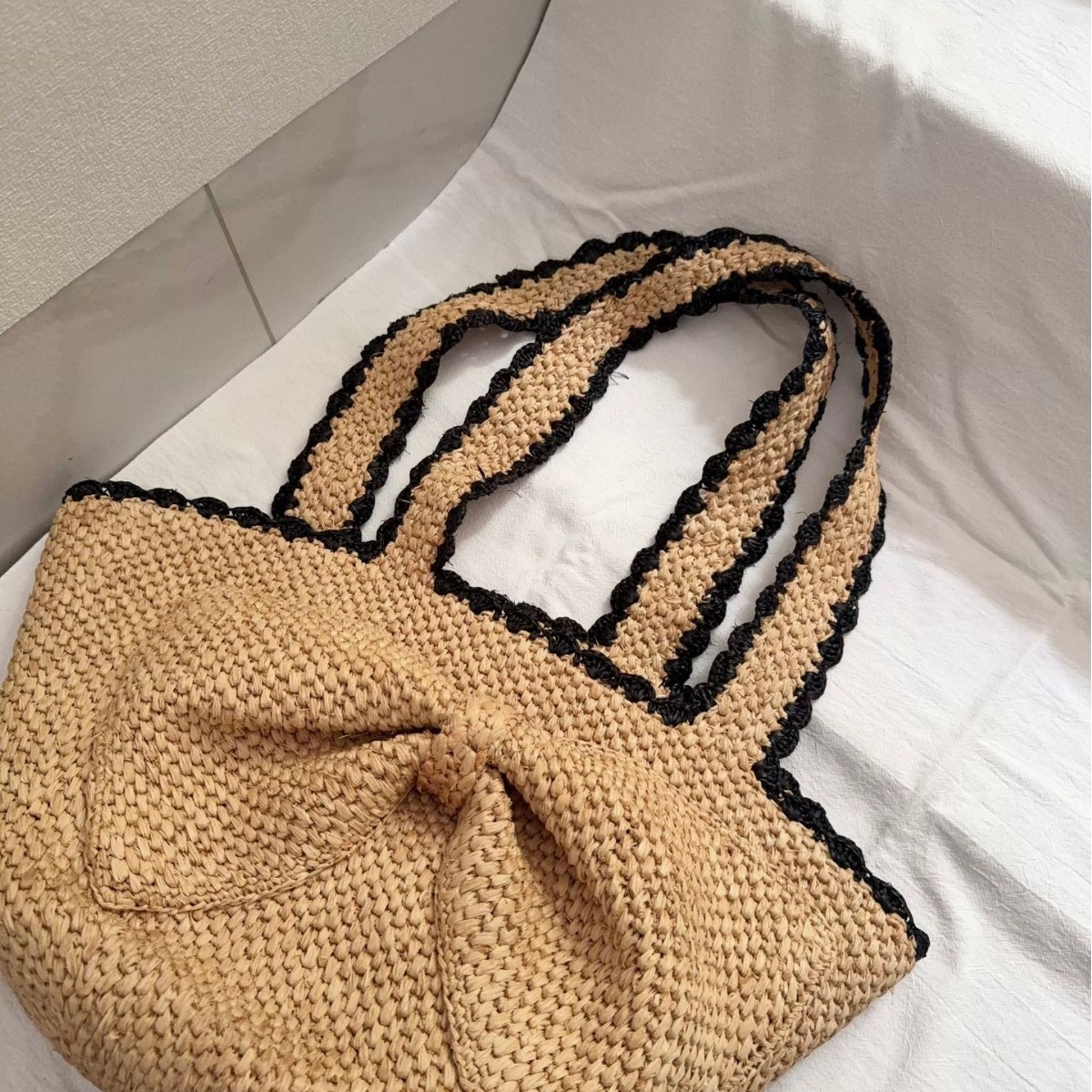 NEW raffia bow crochet handwov – Crochet Bag Raffia Bewertung und Preis