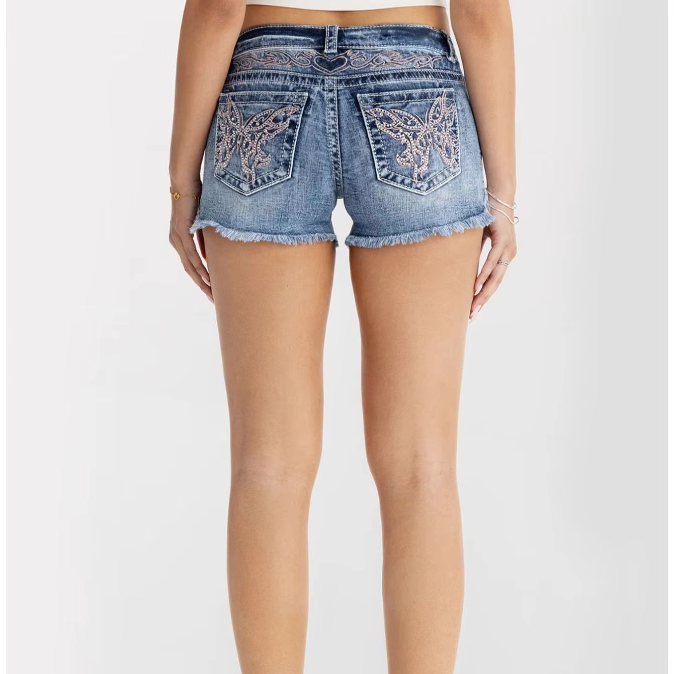 Women Clothes Butterfly Rhines – Shorts Denim Frayed Bewertung und Preis