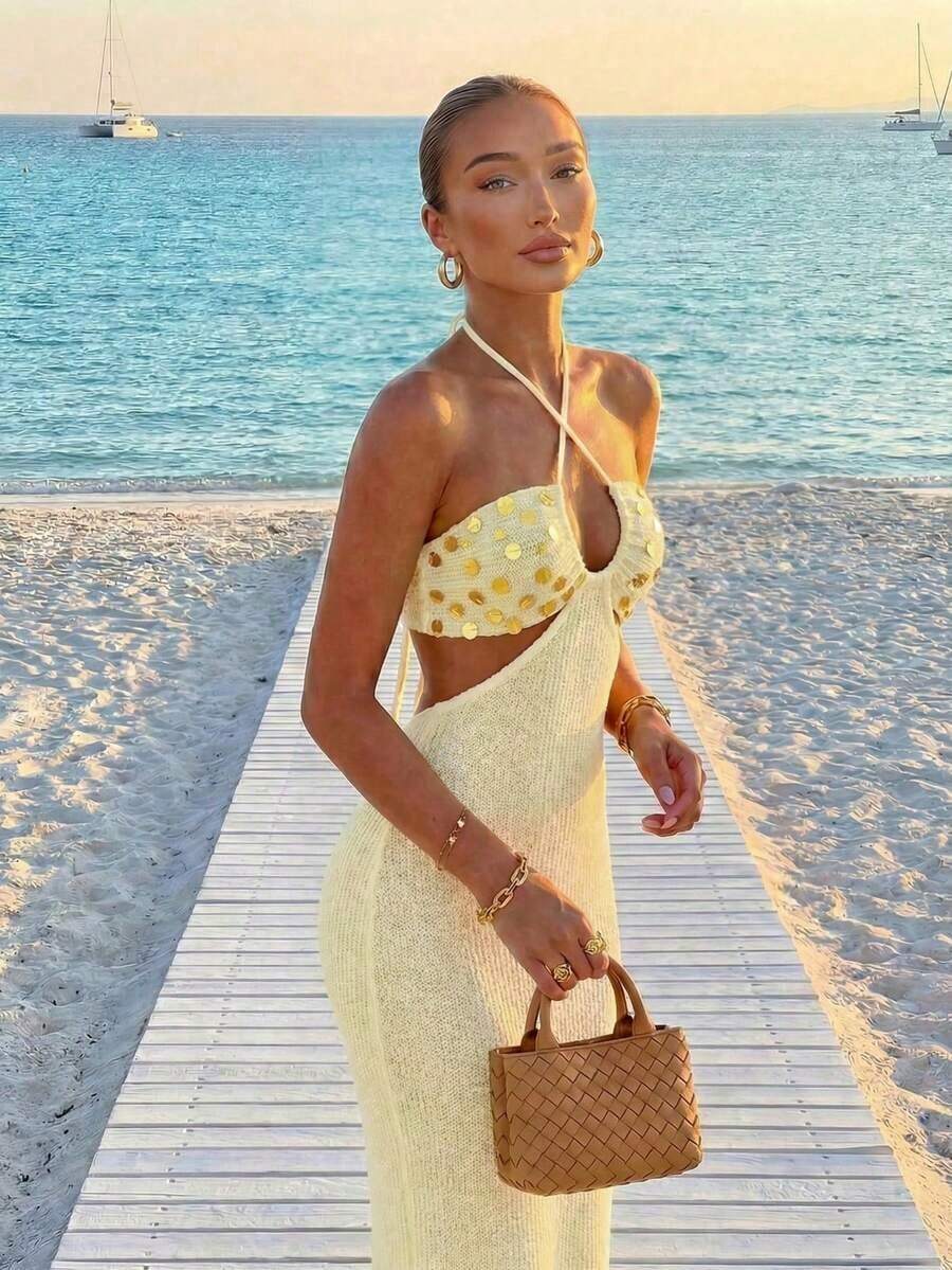 Womens Bohemian Sequin Spaghet – Maxi Dress Halter Bewertung und Preis