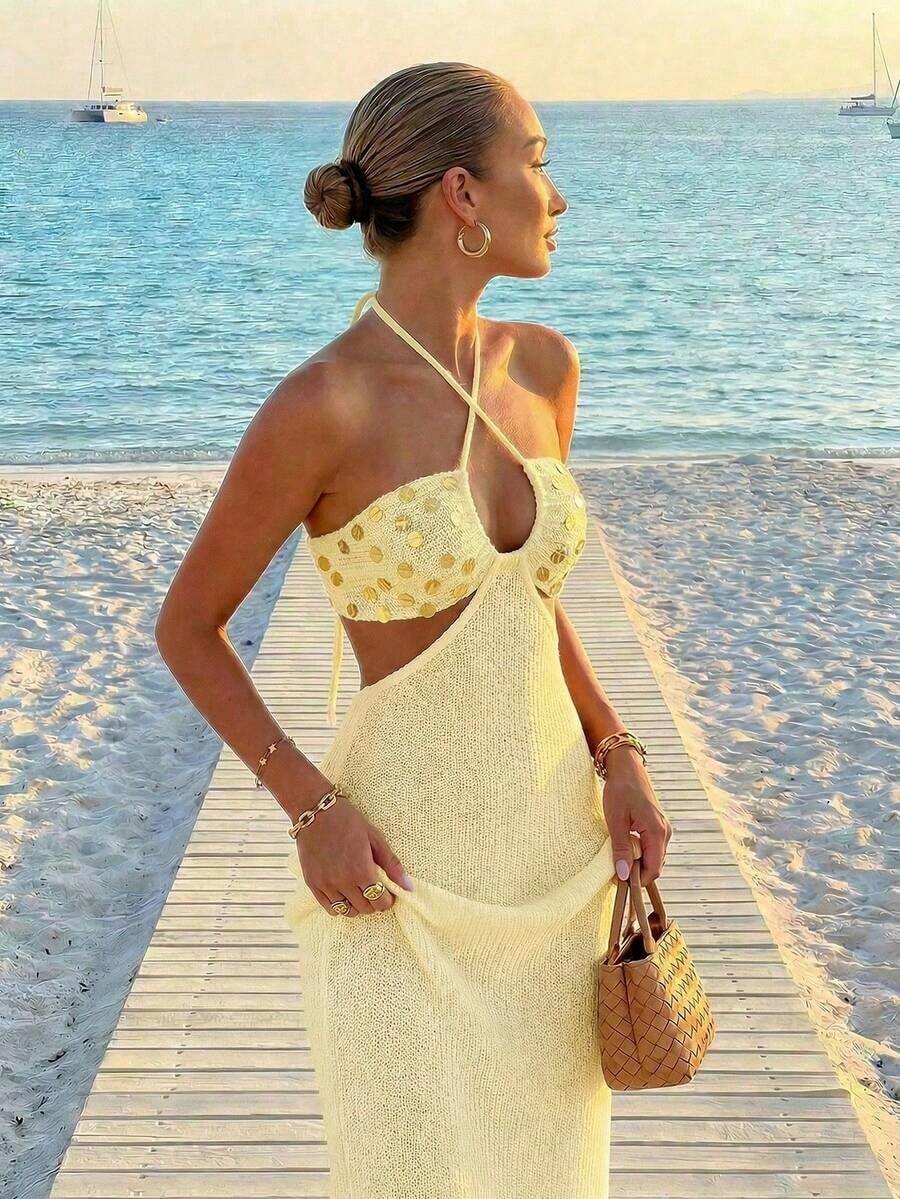 Womens Bohemian Sequin Spaghet – Maxi Dress Halter Bewertung und Preis