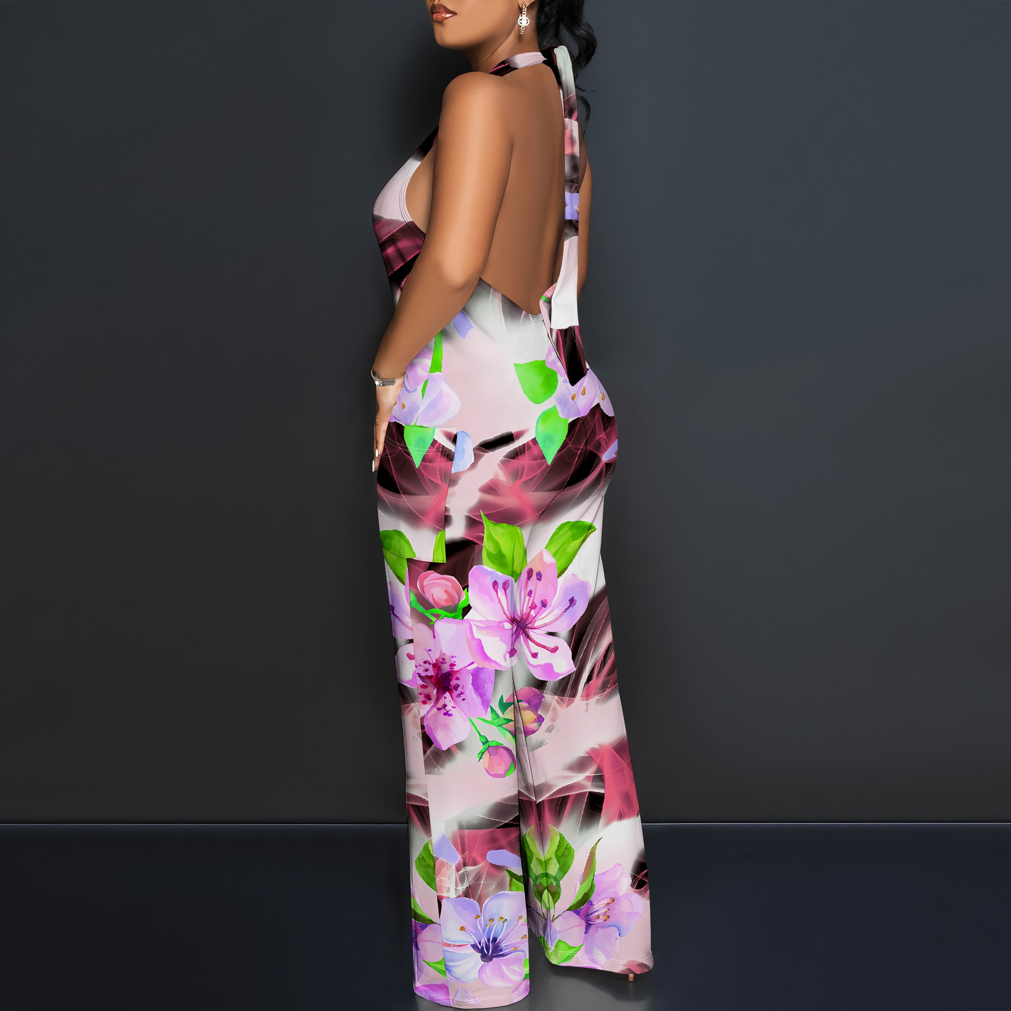 Floral Print Halter Jumpsuit - – Romper Floral Print Bewertung und Preis