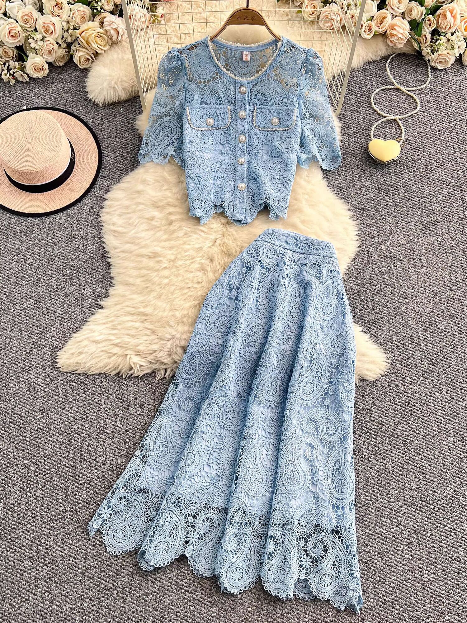 Elegant Pearl Long Dress Suits – Midi Skirt Floral Bewertung und Preis
