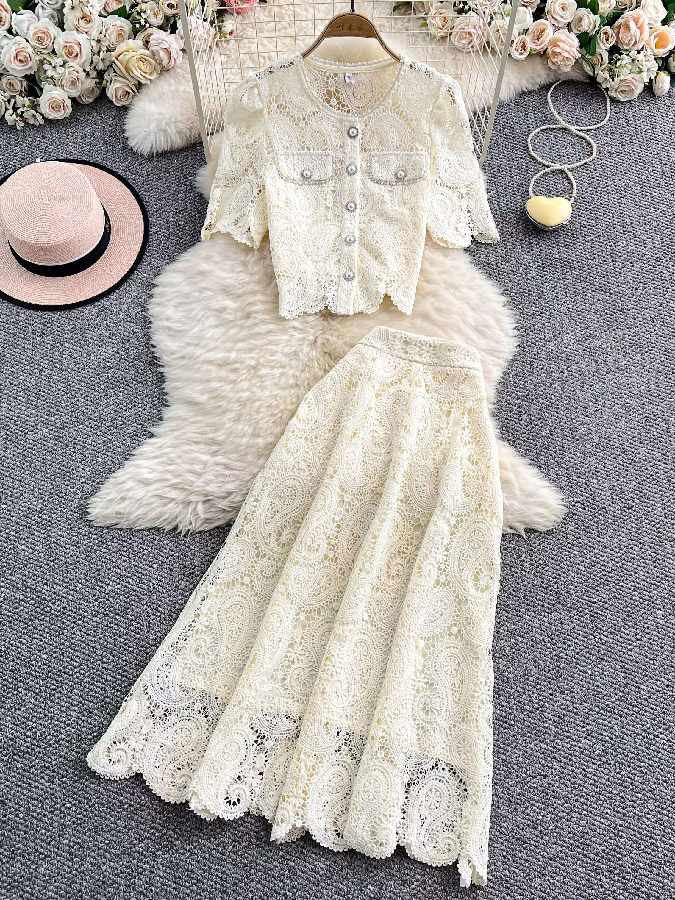 Elegant Pearl Long Dress Suits – Midi Skirt Floral Bewertung und Preis