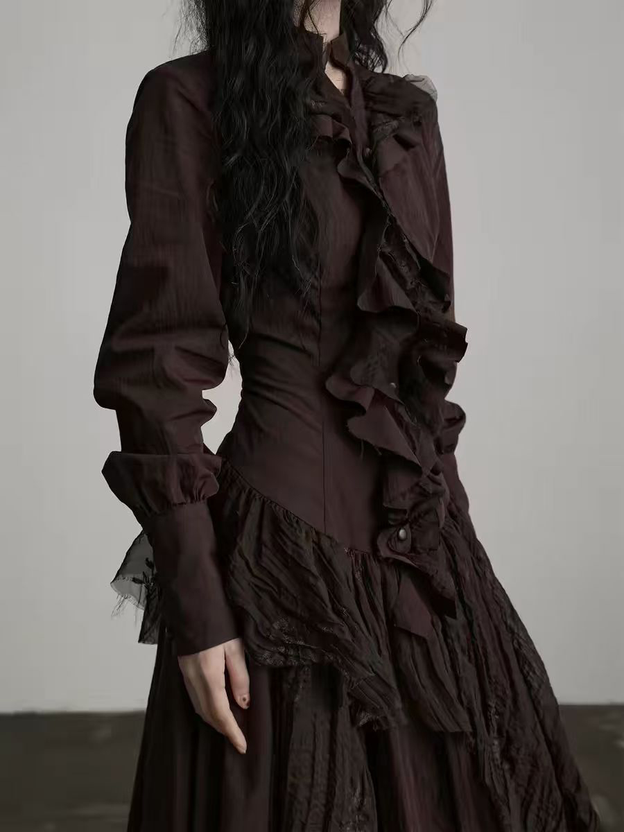 TWOTWINSTYLE Brown Spliced Fol – Linen Dress Wrap Bewertung und Preis