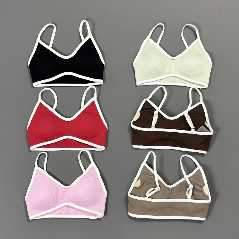 Women Contrastline Yoga Bra V  – Crop Top Crochet Bewertung und Preis