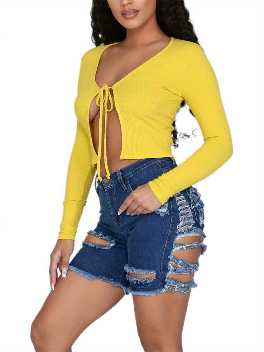 Women High Waist Ripped Denim  – Shorts Denim Frayed Bewertung und Preis