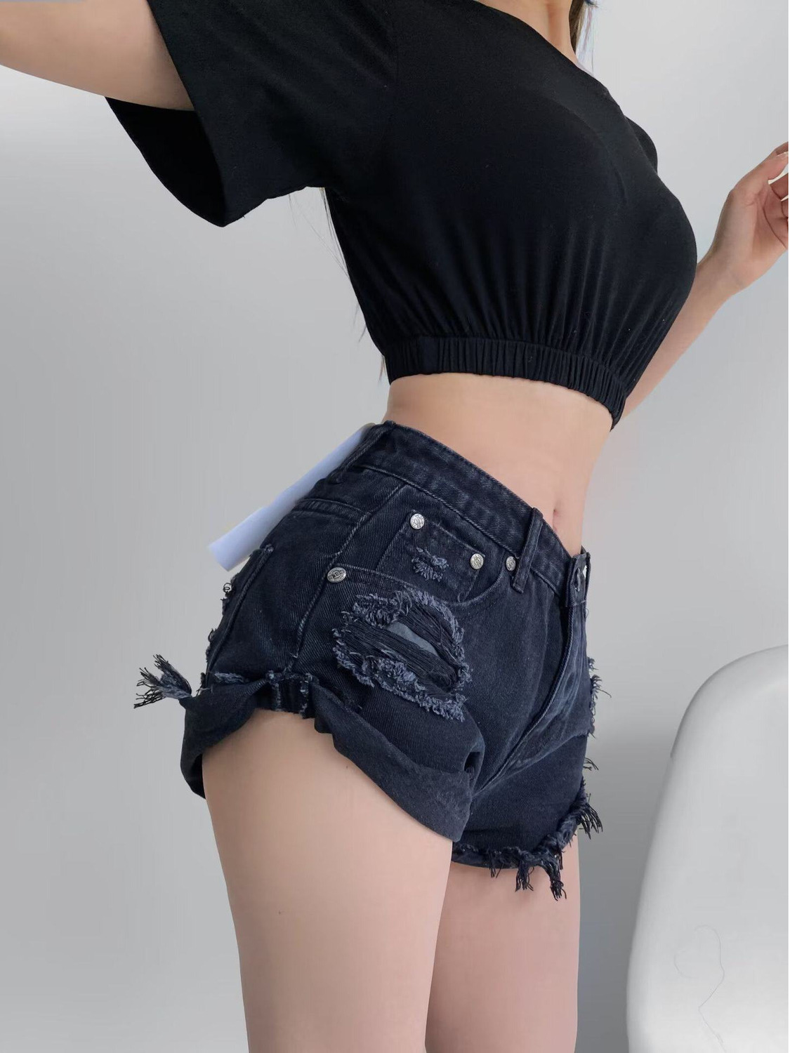 Women's Low Waist Distressed D – Shorts Denim Frayed Bewertung und Preis