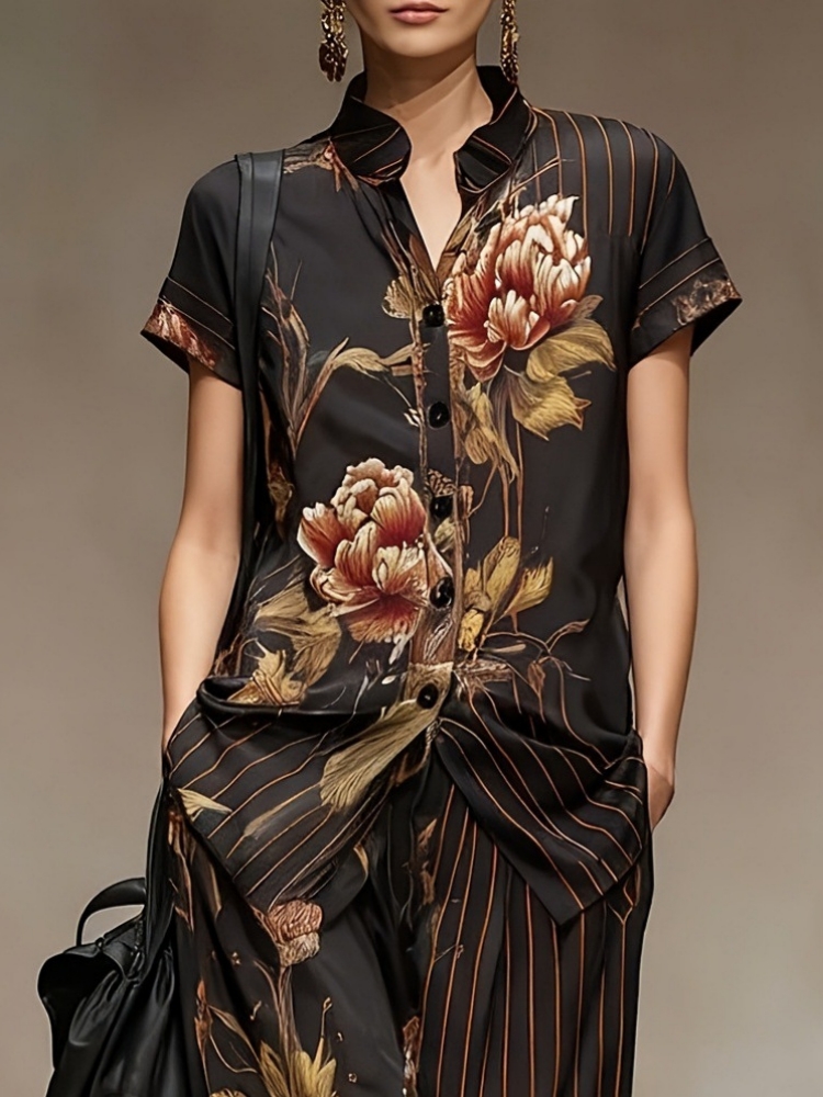 Chiffon Women Summer 2PCS Matc – Romper Floral Print Bewertung und Preis