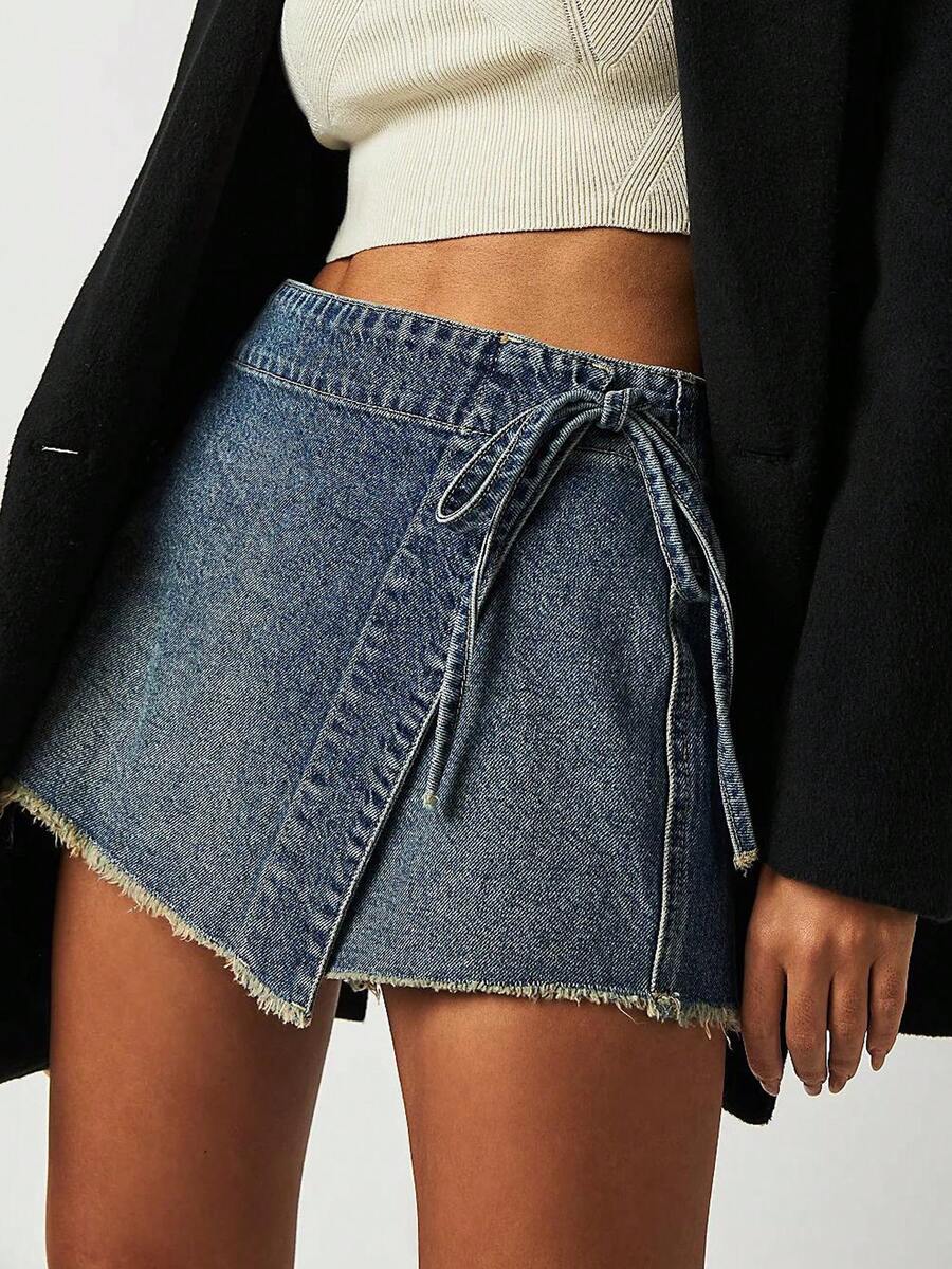 Women Denim Mini Skirt High Wa – Shorts Denim Frayed Bewertung und Preis