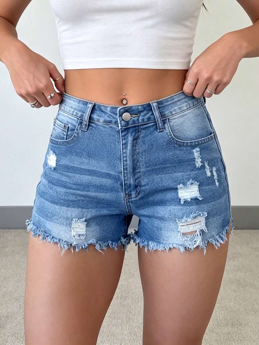 Womens Casual Distressed Denim – Shorts Denim Frayed Bewertung und Preis