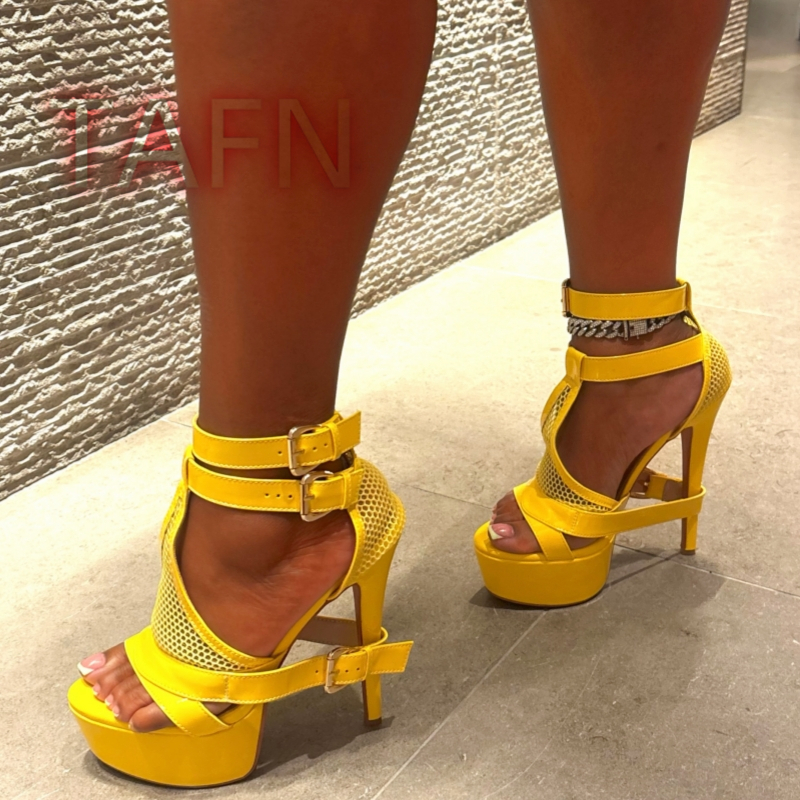 Mesh Buckle Strap Stiletto Pla – Sandal Strappy Heeled Bewertung und Preis