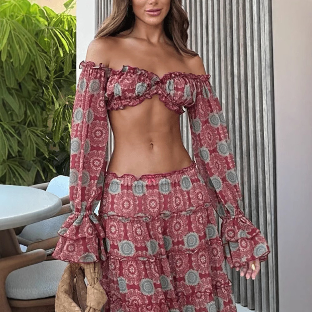 Vintage Print Skirt Two Piece  – Romper Floral Print Bewertung und Preis