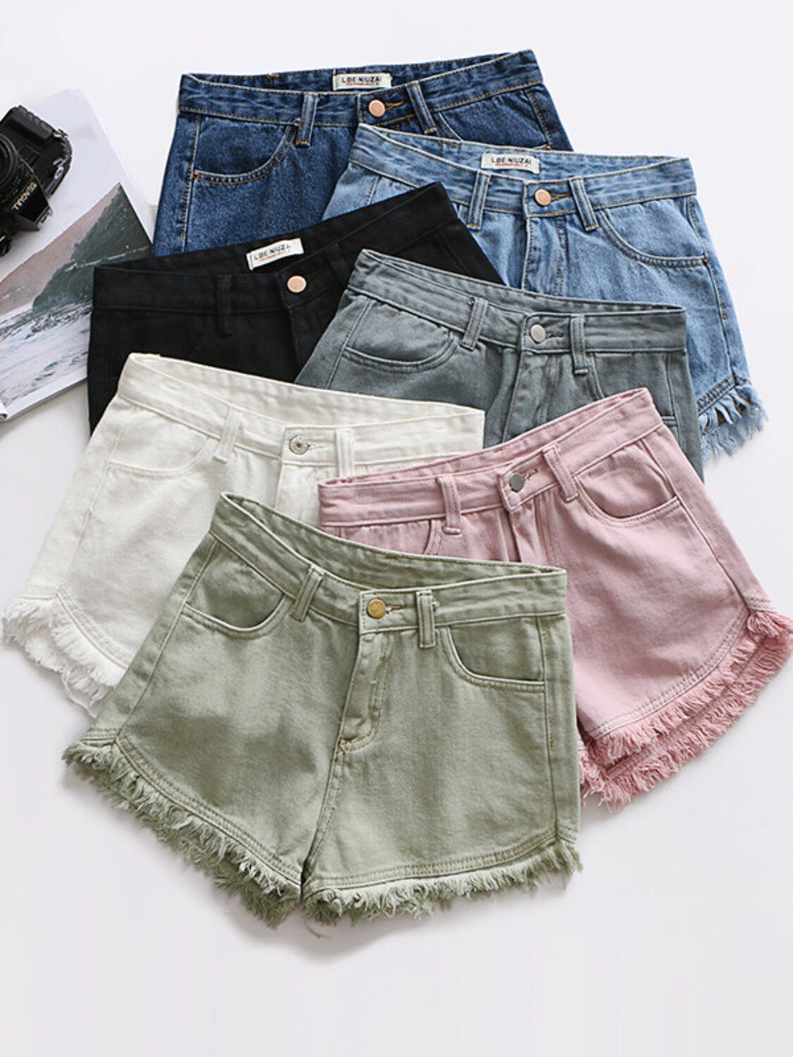 Women's High Waist Denim Short – Shorts Denim Frayed Bewertung und Preis