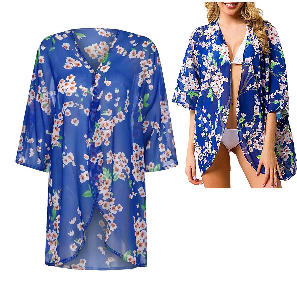 Women's Loose Sheer Chiffon Ki – Kimono Sheer Floral Bewertung und Preis