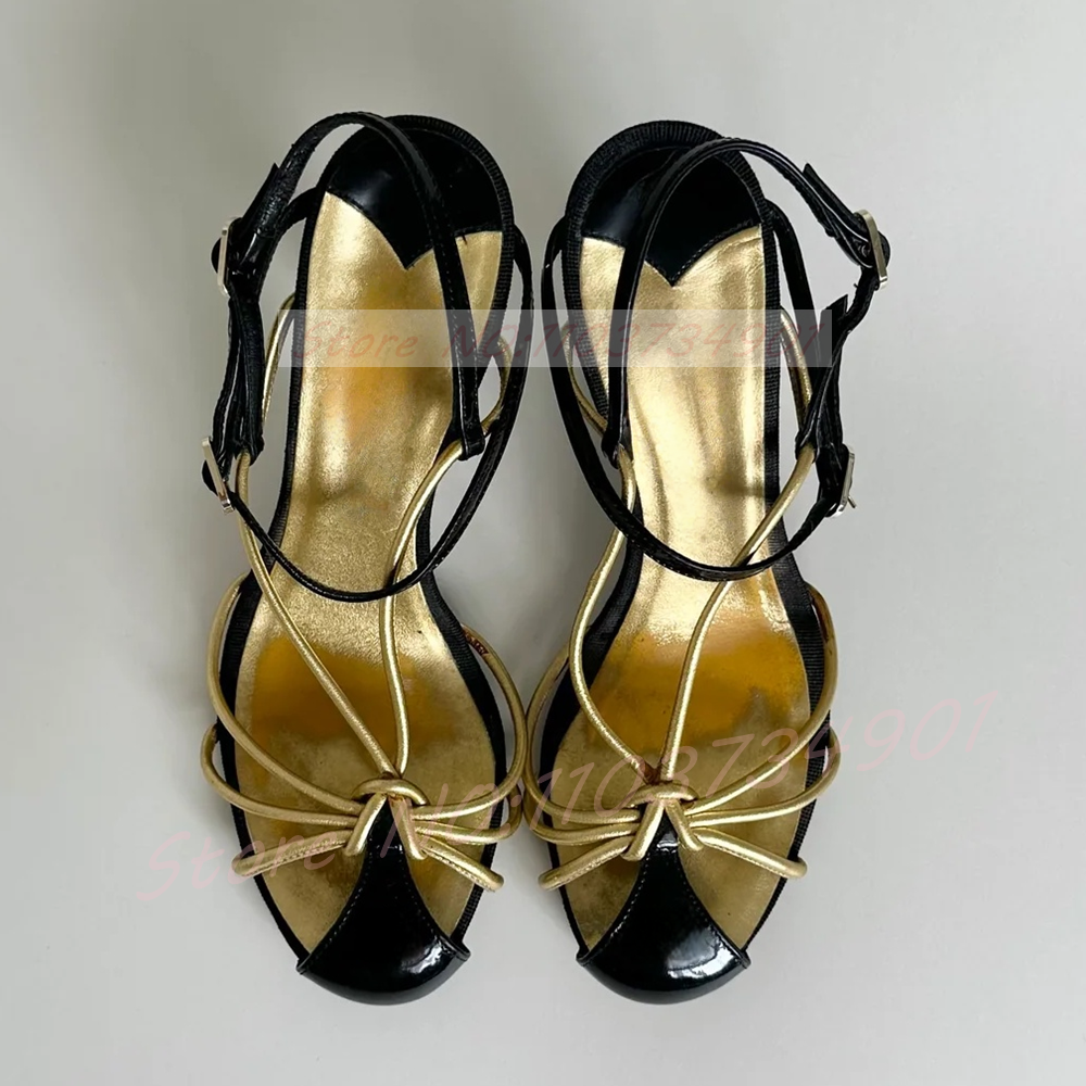 Gold Caged Strappy Knot Sandal – Sandal Strappy Heeled Bewertung und Preis