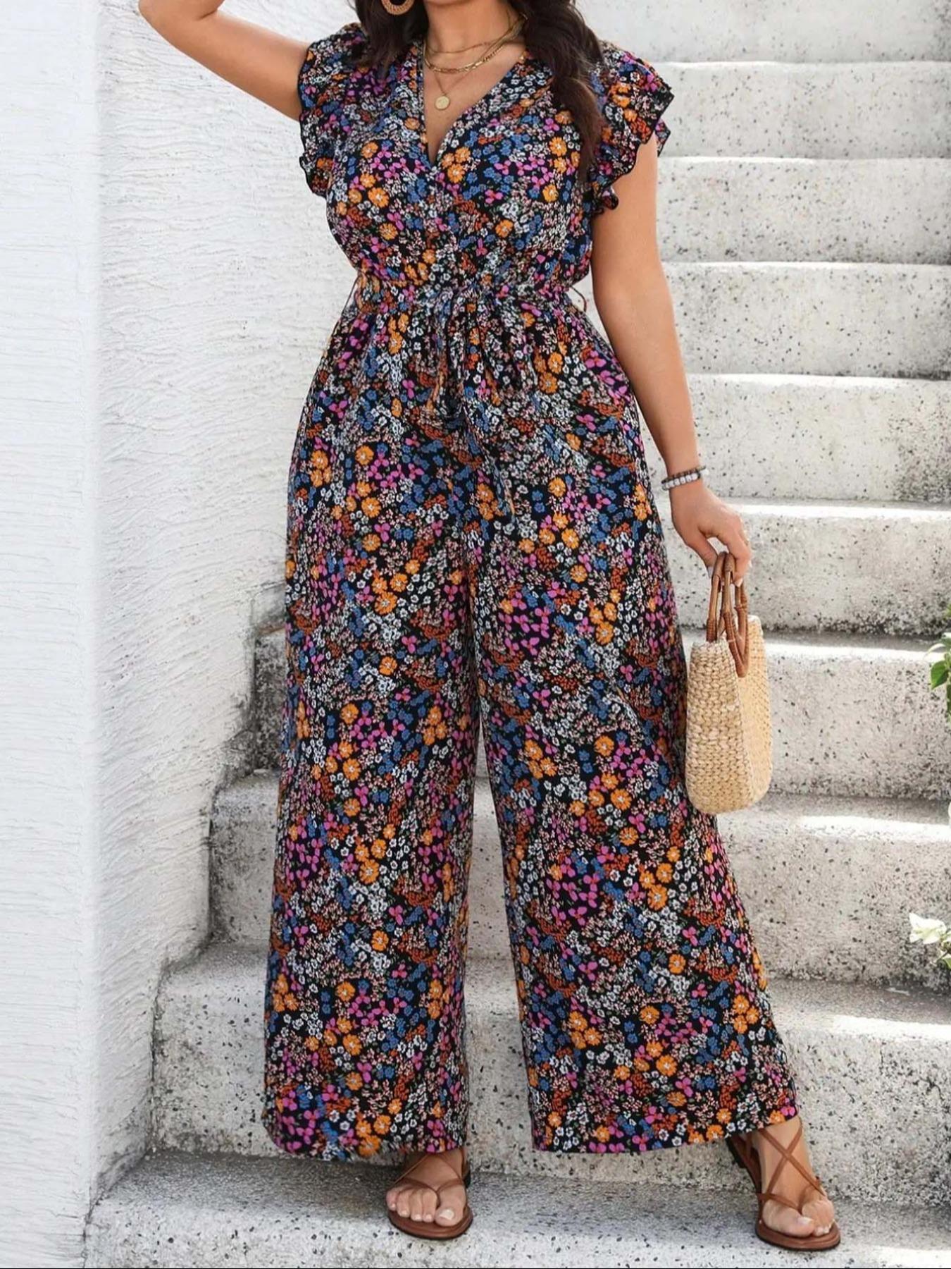 【Plus Size】 Floral Print Tie S – Romper Floral Print Bewertung und Preis