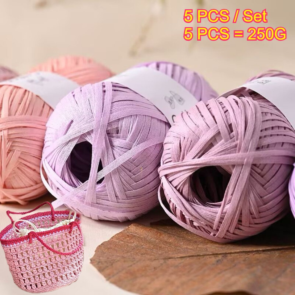 5PCS 250g Raffia Paper Rope Kn – Crochet Bag Raffia Bewertung und Preis